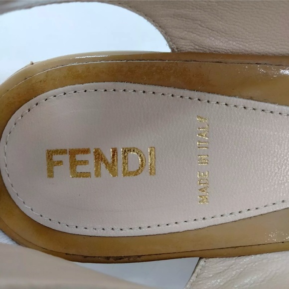 Fendi Tan and Black Wedge Shoes with Slingback Design - Picture 6 of 7